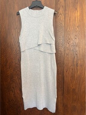 Ripe Maternity Sleeveless Nursing Dress in Light Gray, Size Small